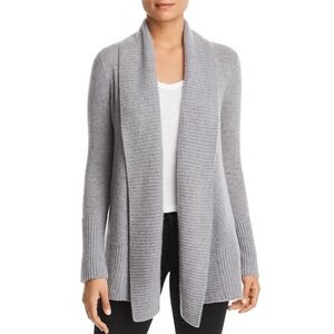 C by Bloomingdales Cardigan Cashmere Open Front Gray Small